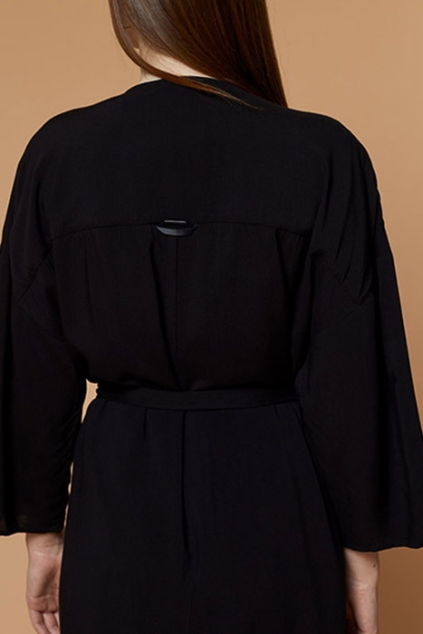 ROSY - BELTED BLACK WRAP DRESS 5