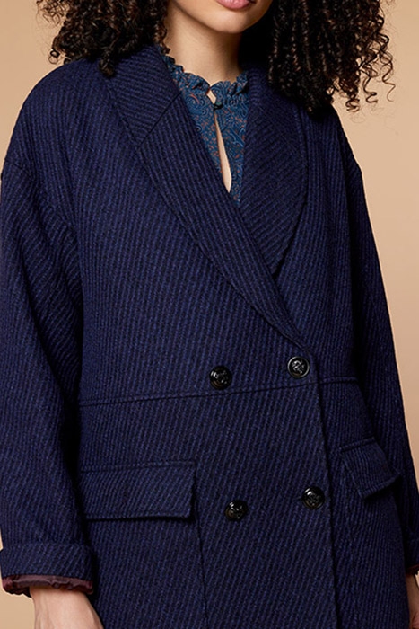 DREW - FANCY WOOL INDIGO COAT 5