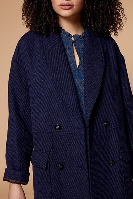 DREW - FANCY WOOL INDIGO COAT 4