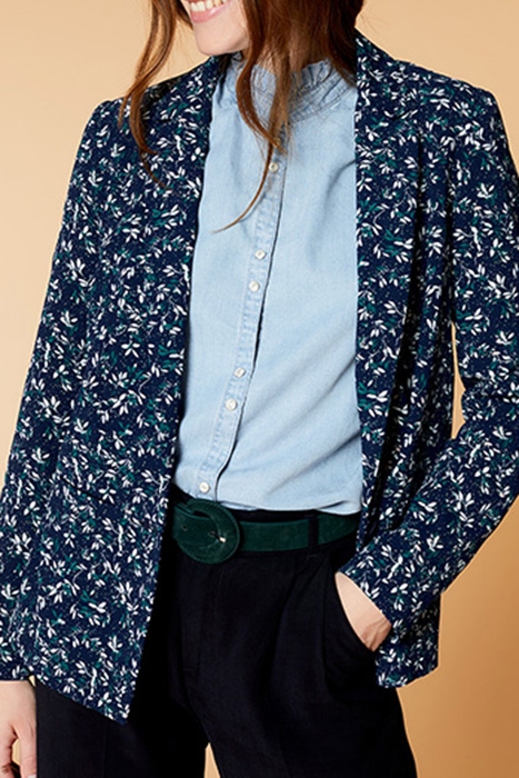 VERTU - NAVY SUIT JACKET WITH FROSTED FLOWER PRINT 5