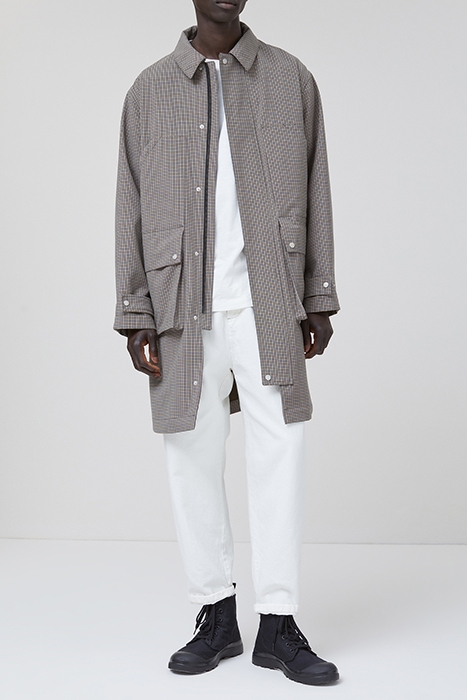 CLOSED MEN CHECKED TECHNICAL COAT JACKETS & COATS GREY OLIVE 1