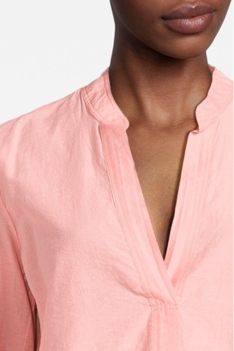 BLOUSE WOVEN LONG SLEEVES ROSETTE/WARM SAND HEATHER 4