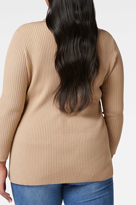 BETH CURVE COLLAR KNIT CARDIGAN CAMEL 3