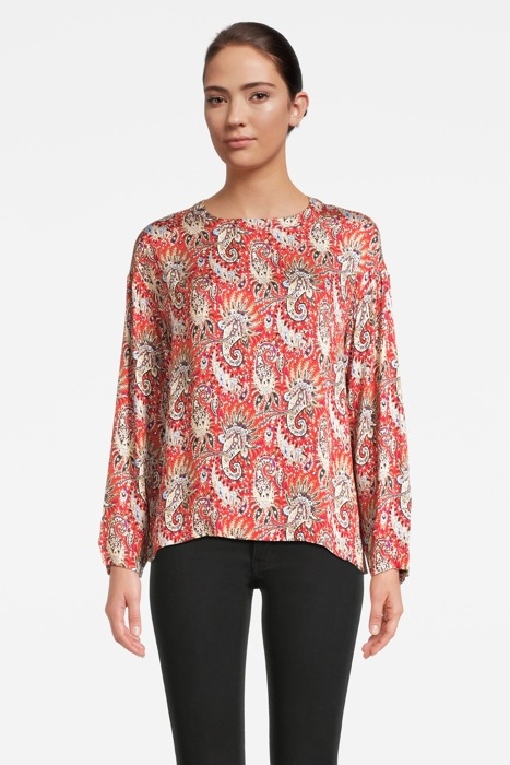 ROUND NECK LS SHIRT SIDE BTN RED 2