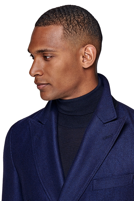 MID BLUE HERRINGBONE OVERCOAT 4