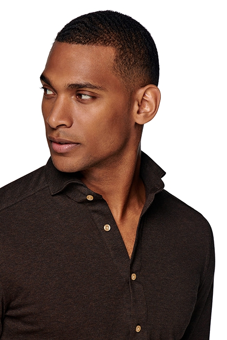 BROWN PIQUÉ EXTRA SLIM FIT POPOVER 5