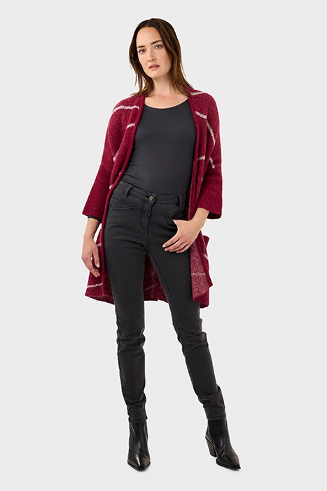 LONG KNIT CARDIGAN WITH STRIPES BEAUJOLAIS 3