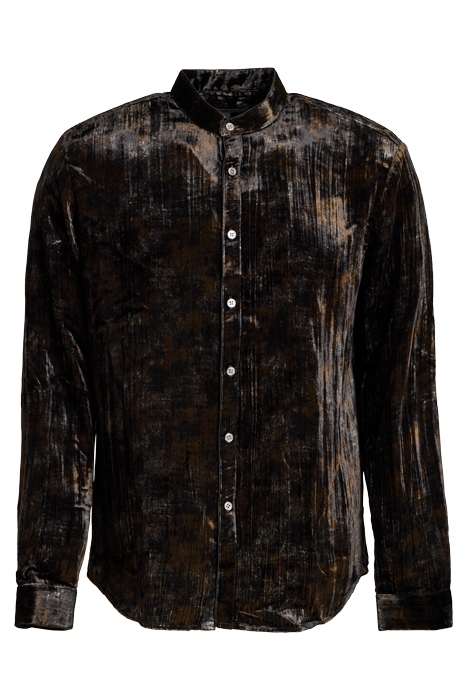 SLIM FIT SHIRT WITH PIPING DETAIL BAND COLLAR, BAC LICORICE 1