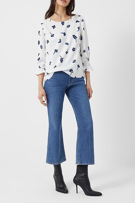 BHELLE CREPE LIGHT 3/4 SLV TOP WINTER WHITE MULTI 2