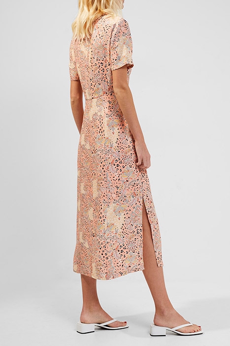 DEMETRA DRAPE BUTTON FRNT DRES PEACH NECTAR MULTI 2