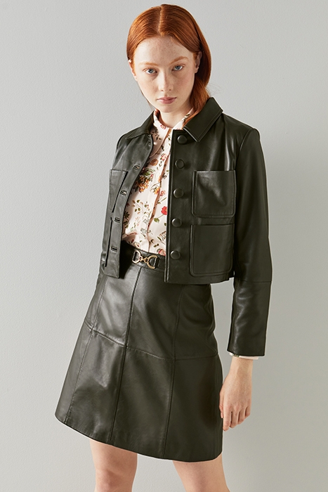 AUBREE LEATHER SKIRT DARK GREEN 1