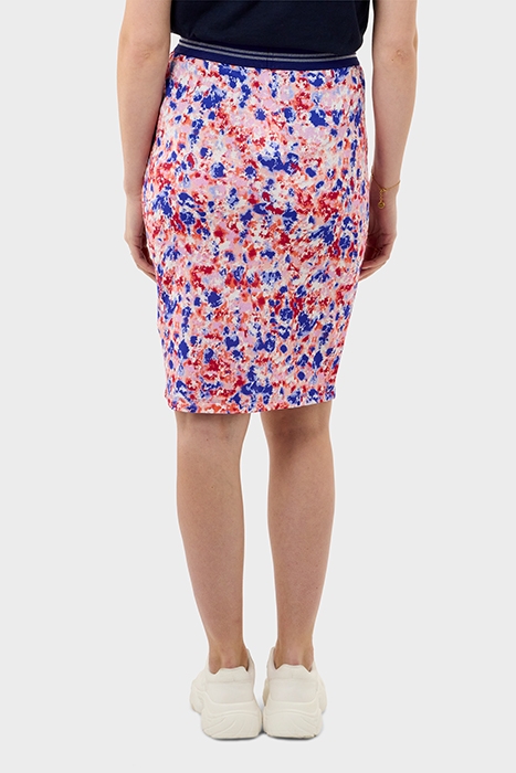 MIDI A-LIJN BLOEMENPRINT ROK MET ELASTISCHE BAND RED BUD 2