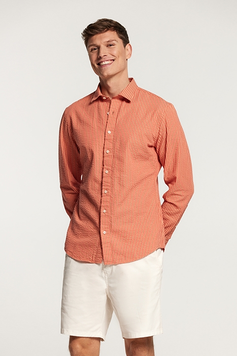 SHAWN SEERSUCKER SHIRT TANDORI SPICE BROWN 6