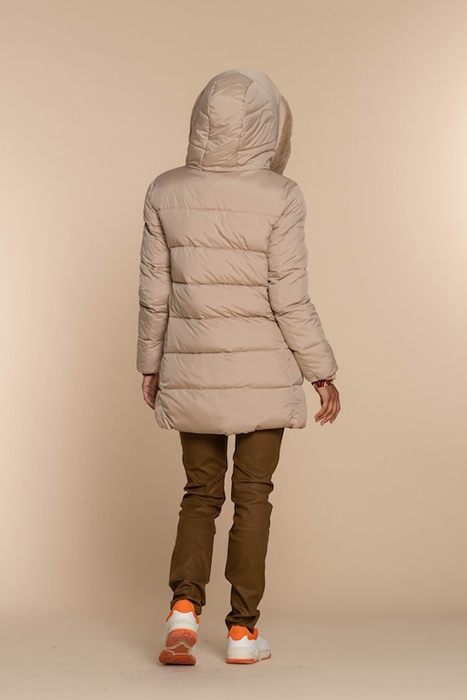 JACKET FAKE FUR HOOD ECO-AWARE SAND 2