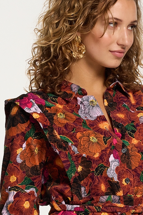 SANTIAGO CORDUROY FLOWER DRESS WINE PURPLE FLOWER 4