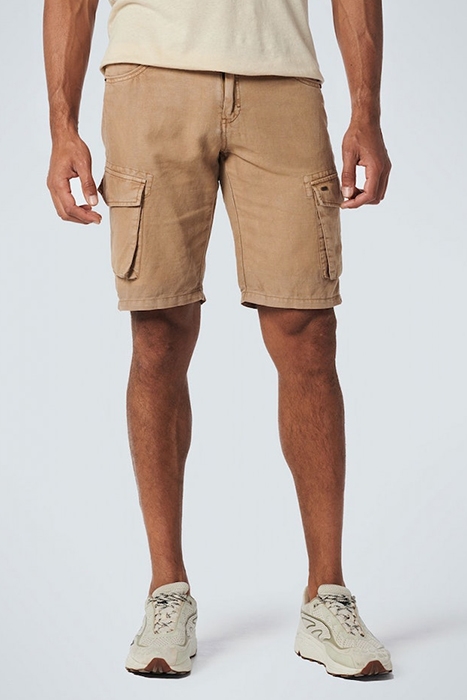 SHORT WITH LINEN GARMENT DYED CARGO KHAKI 1