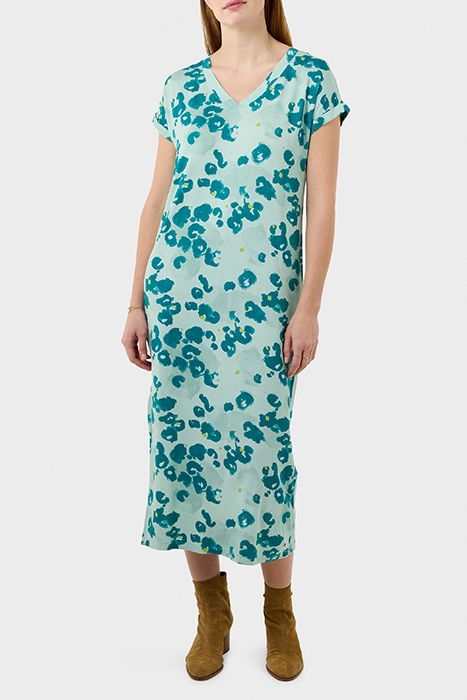 LONG DRESS WITH AQUA DOT PRINT HARBOR GREY 1