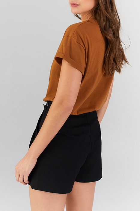 BLACK DECORATIVE JACQUARD DROP FRONT SHORTS 2