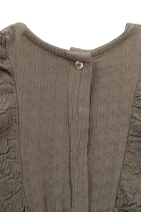 BABY GIRLS’ KHAKI CREPE PLAYSUIT WITH EMBROIDERED RUFFLES 3