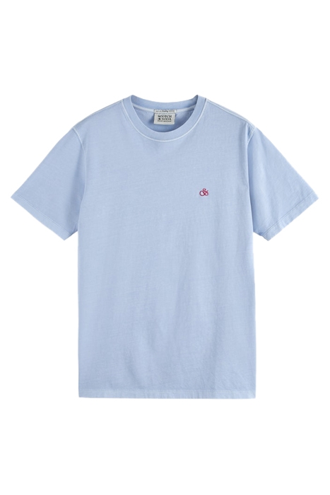 GARMENT DYE LOGO EMBROIDERY TEE SEA BLUE 1