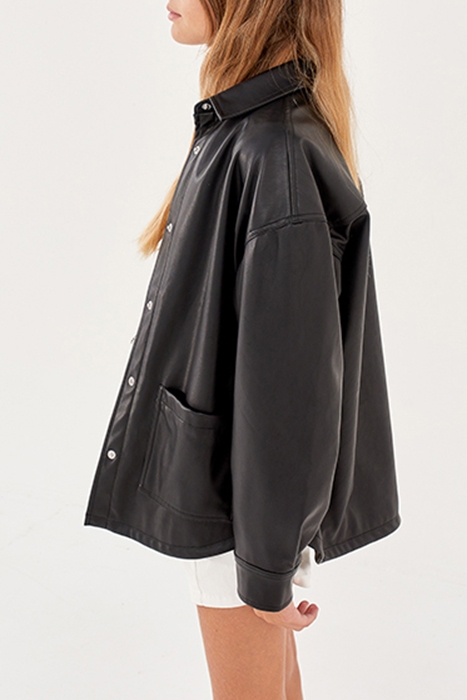 GIRLS’ BLACK OVERSHIRT IN SYNTHETIC FABRIC 3