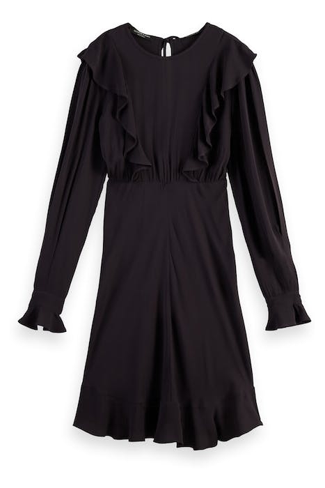 RUFFLED HEM MINI DRESS BLACK SKY 1