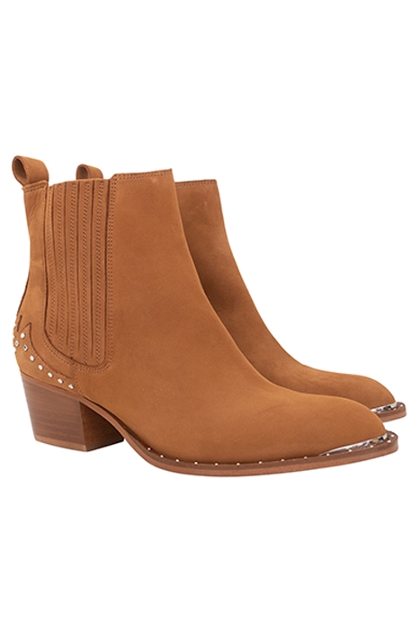 CAMEL LEATHER BOOTS WITH NUBUCK STUDS 2