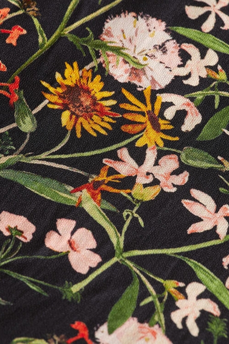 RUFFLE HEM ALLOVER PRINTED MINI DRESS MEADOW DEEP RASPBERRY 3