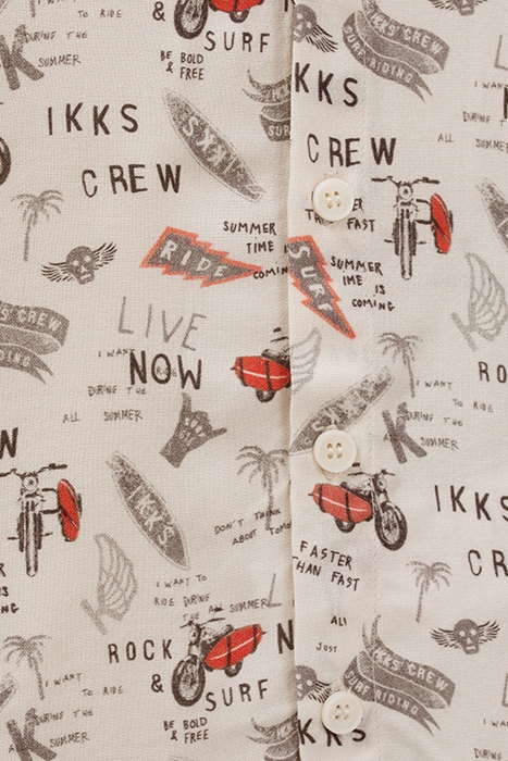 BABY BOYS’ BEIGE ROCK RIDER PRINT MIXED FABRIC SHIRT 5