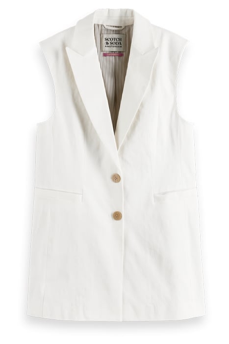 LONGER LENGTH SUMMER GILET OFF WHITE 1