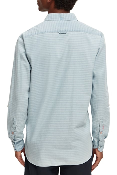 TEXTURED LIGHT WEIGHT DENIM SHIRT WITH SLEEVE ADJUSTERS BLEA 4