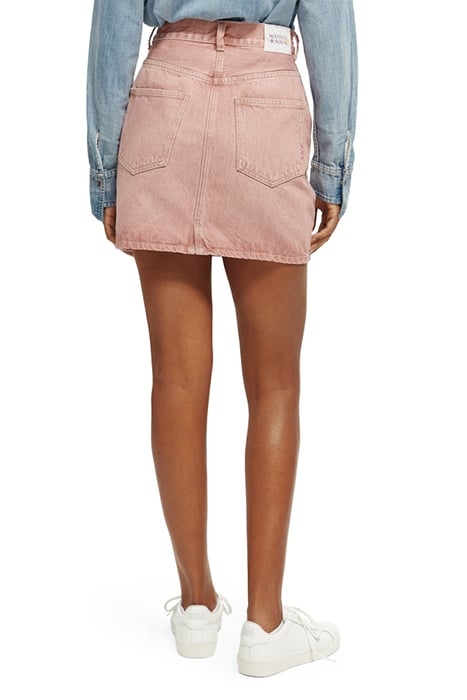 YARN DYED DENIM SKIRT WITH CONSTRUCTED DETAILS PINK 4
