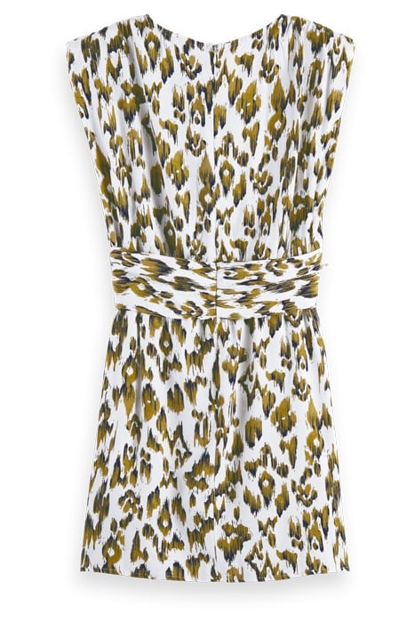 SHORT DRESS WITH KNOTTED BELT BRUSHED IKAT ARMY GREEN 2