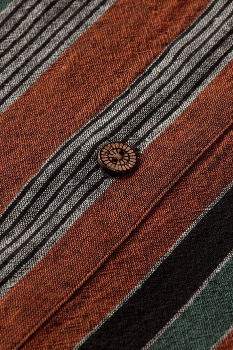 COTTON LINEN BLEND KAFTAN IN CHECKS AND STRIPES GREY/MULTI S 3