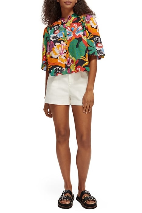 FLUTTER SLEEVE LINEN BLEND SHIRT FLORAL 5