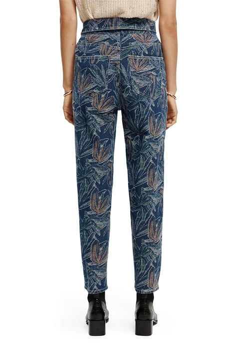 THE TIDE PAPER BAG FLORAL DENIM JACQUARD PANT WASHED INDIGO 4