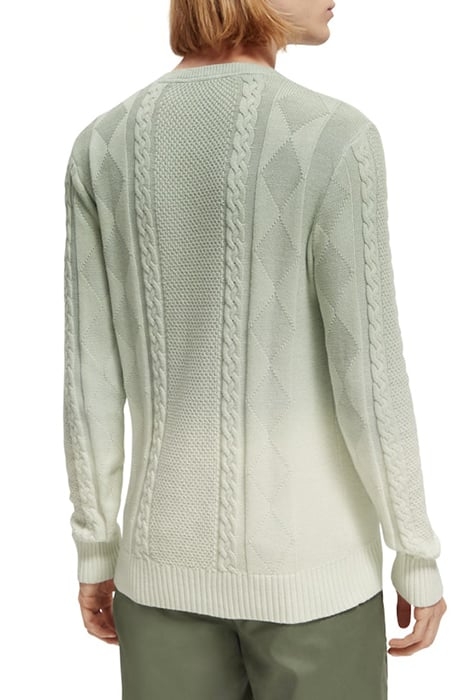 GRADIENT COTTON CABLE KNIT PULLOVER MINT 4