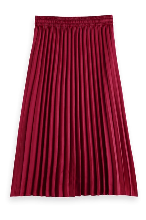 MID LENGTH PLISSÉE SKIRT IN RECYCLED POLYESTER CHERRY PIE 2