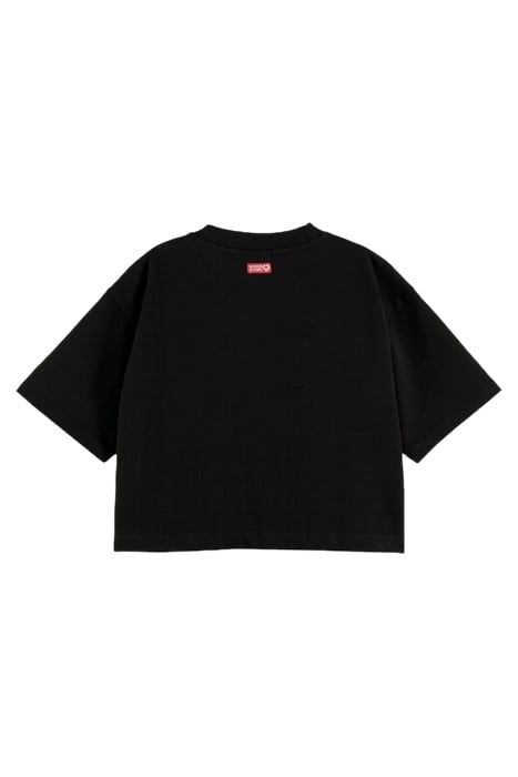 POEM EMBROIDERED CROPPED T-SHIRT IN ORGANIC COTTON BLACK 7