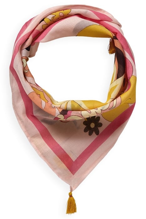 COTTON SQUARE BANDANA SCARF WITH TASSELS BLUSH PEACH 1