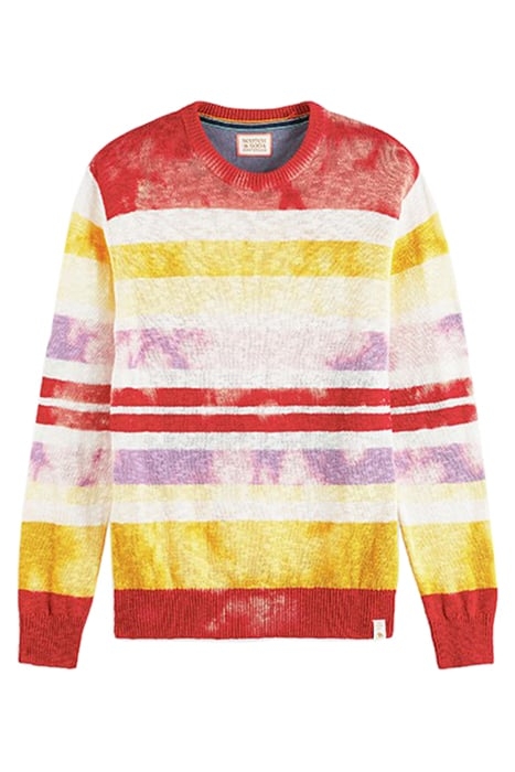 STRIPED SLUB-COTTON PULLOVER WITH TIE-DYE LIGHT MULTI STRIPE 1