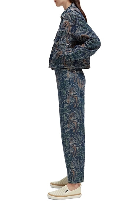 WASHED FLORAL JACQUARD DENIM JACKET WASHED INDIGO 5