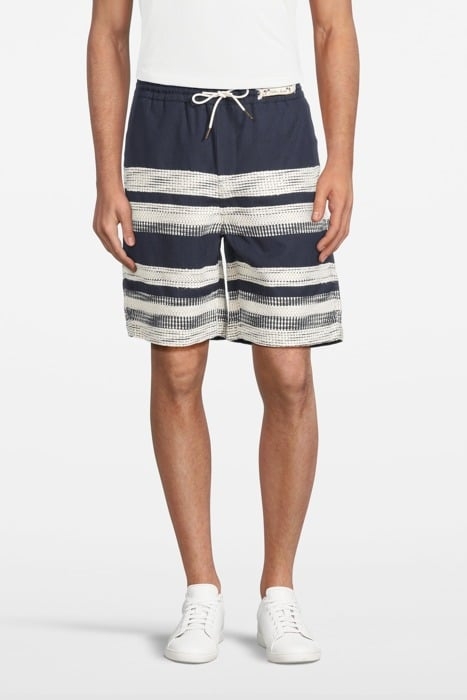 STRUCTURED STRIPED LINEN-BLEND BERMUDA SHORT COMBO A 2