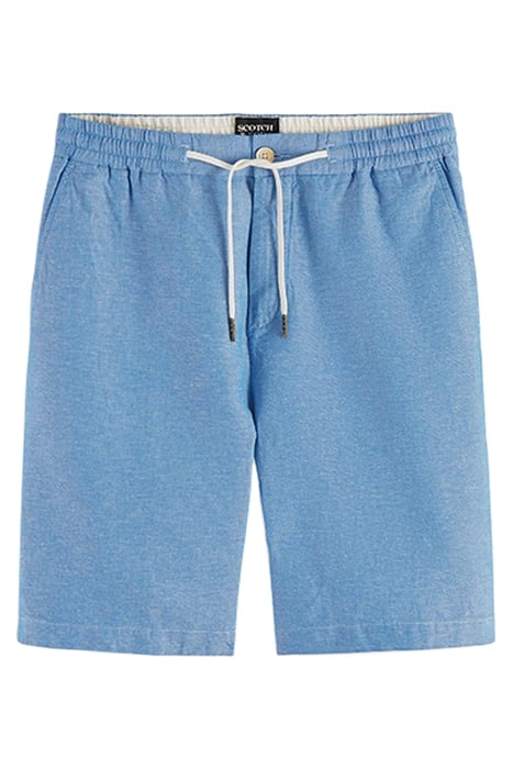 FAVE- COTTON/LINEN TWILL BERMUDA SHORT IRIS BLUE 1