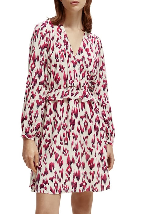 WRAPPED SHORT DRESS BRUSHED IKAT CHERRY PIE 2