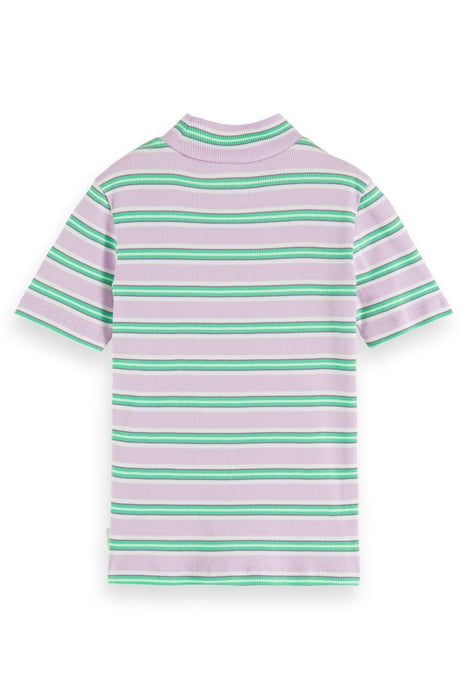 SLIM-FIT HIGH-NECK SHORT-SLEEVED T-SHIRT ORCHID MULTICOLOUR 2