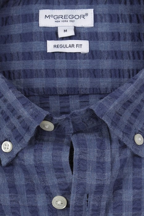 SEERSUCKER CHECK SHIRT MEDIUM BLUE 4