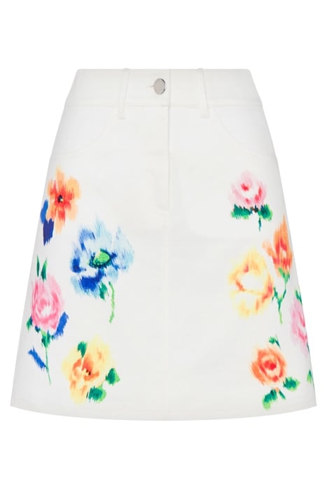 MINI SKIRT IN FLOWER CHINÉ COTTON GABARDINE MULTICOLOR 3