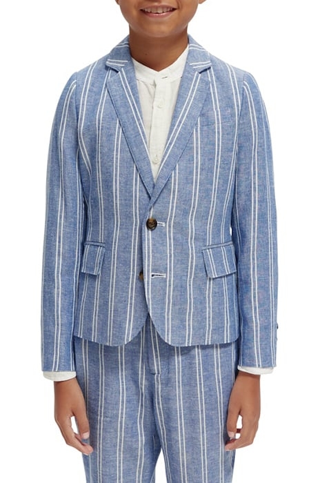 STRIPED COTTON LINEN DRESSED BLAZER BLUE STRIPE 2