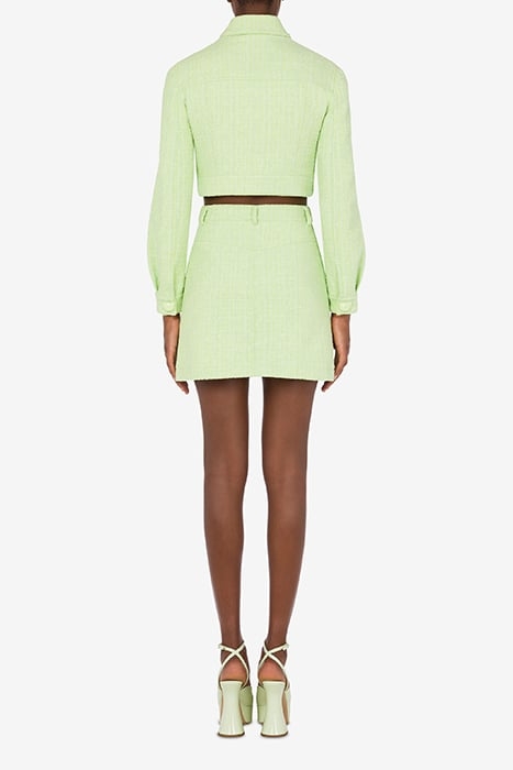 CROPPED JACKET IN TEDDY BUTTONS TWEED GREEN 2